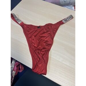 NWOT Victoria's Secret Smooth Rhinestone Shine Strap Brazilian Panties Red  XL